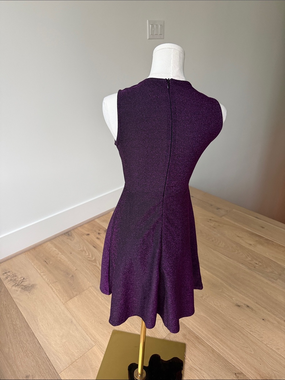 Sparkling Sleeveless Purple Fit-and-Flare Mini Dress - Picture 3 of 3